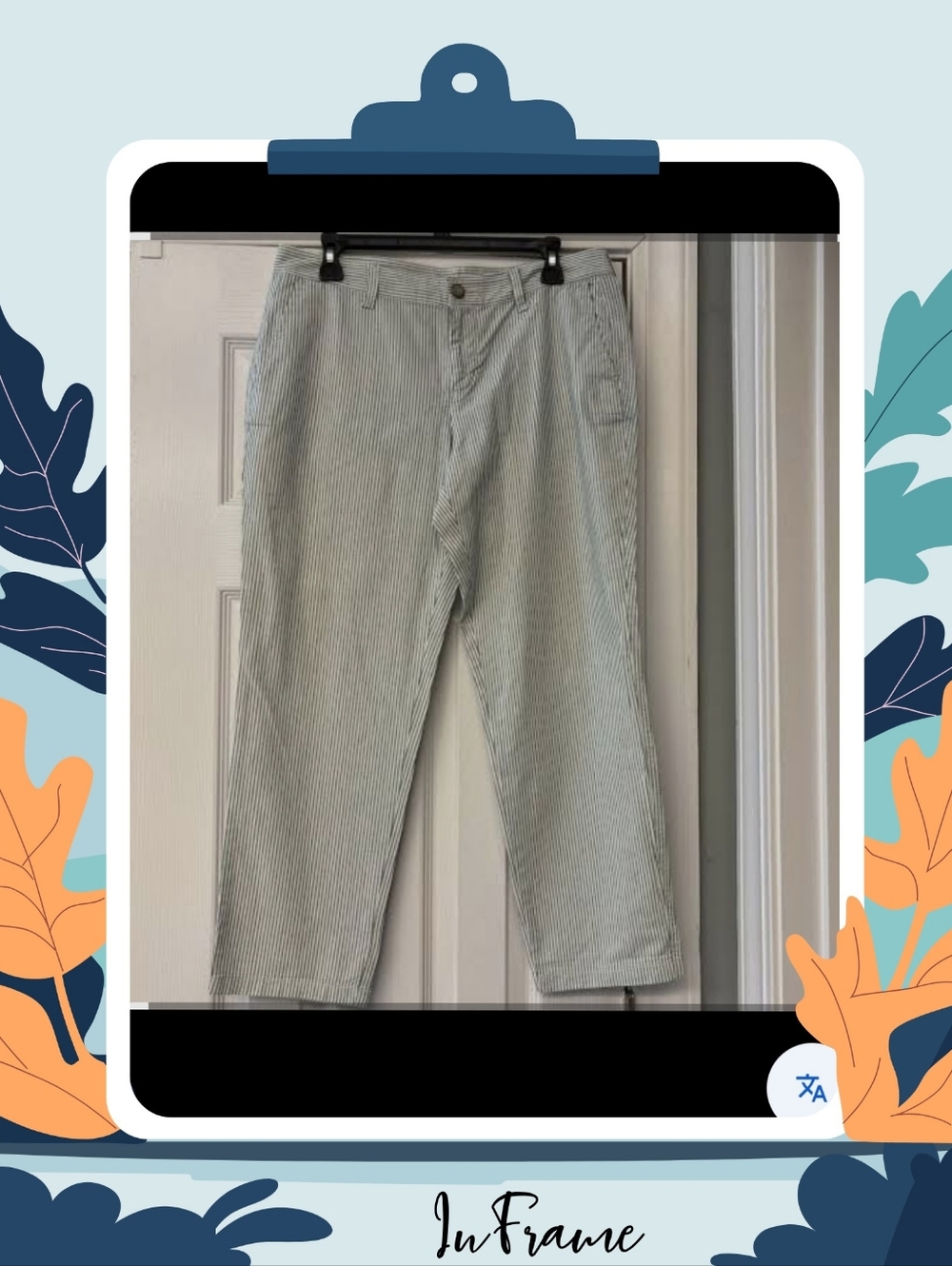 GAP Women’s Cropped Seersucker Stripe Pants in Light Blue & White Size 18